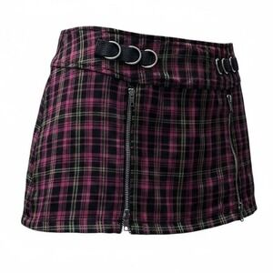 Vintage Lip Service L.A. Plaid Zipped Micro‎ Mini Skirt Y2K